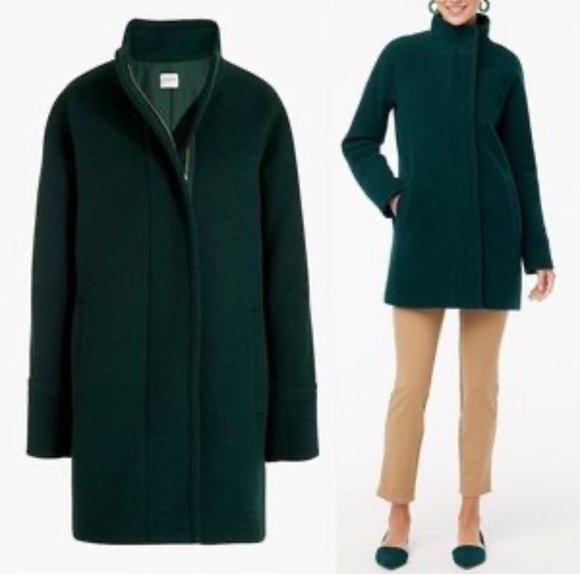 J. Crew Cocoon Coat 2 Wool
Blend Zip Up Pine Green Size 0P runs like a 6 - Picture 5 of 12
